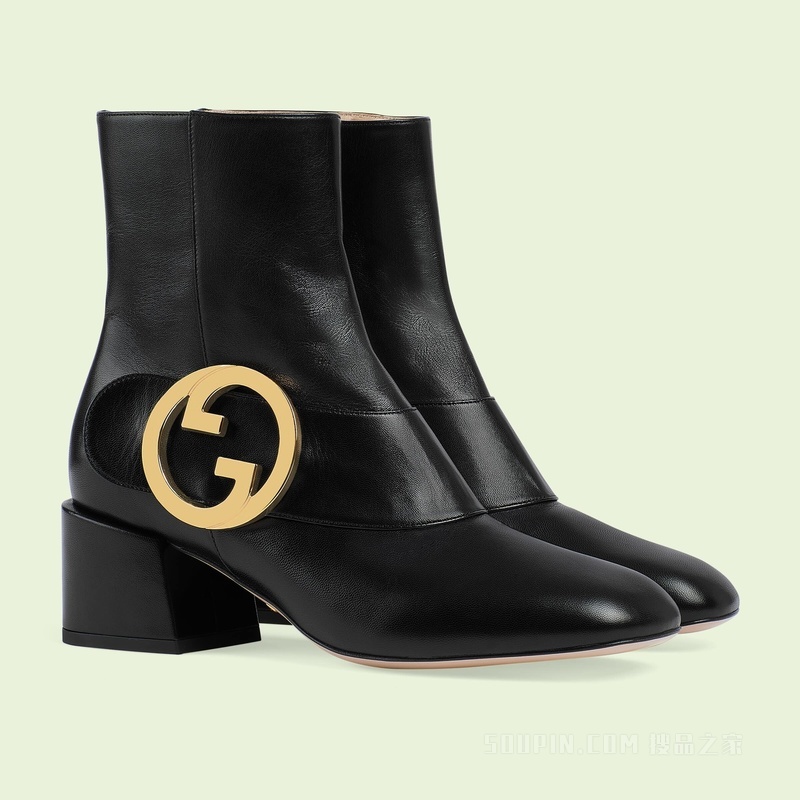 Gucci Blondie系列女士踝靴 黑色皮革