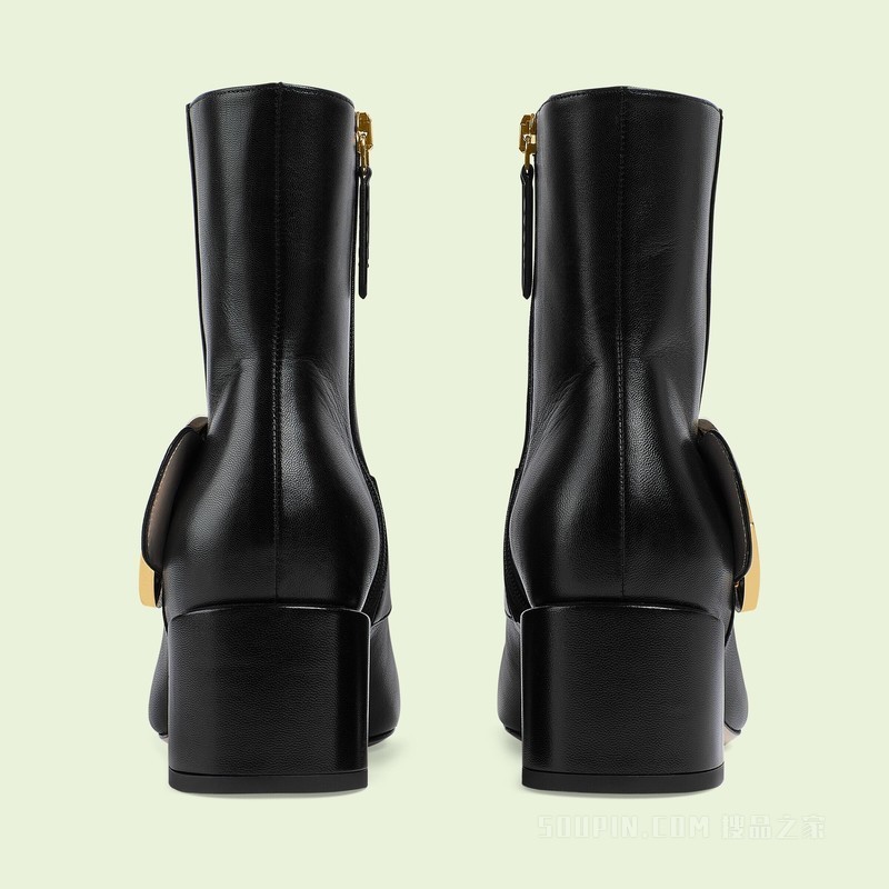 Gucci Blondie系列女士踝靴 黑色皮革