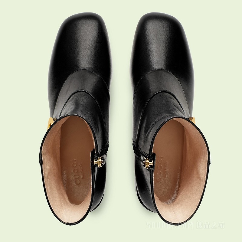 Gucci Blondie系列女士踝靴 黑色皮革