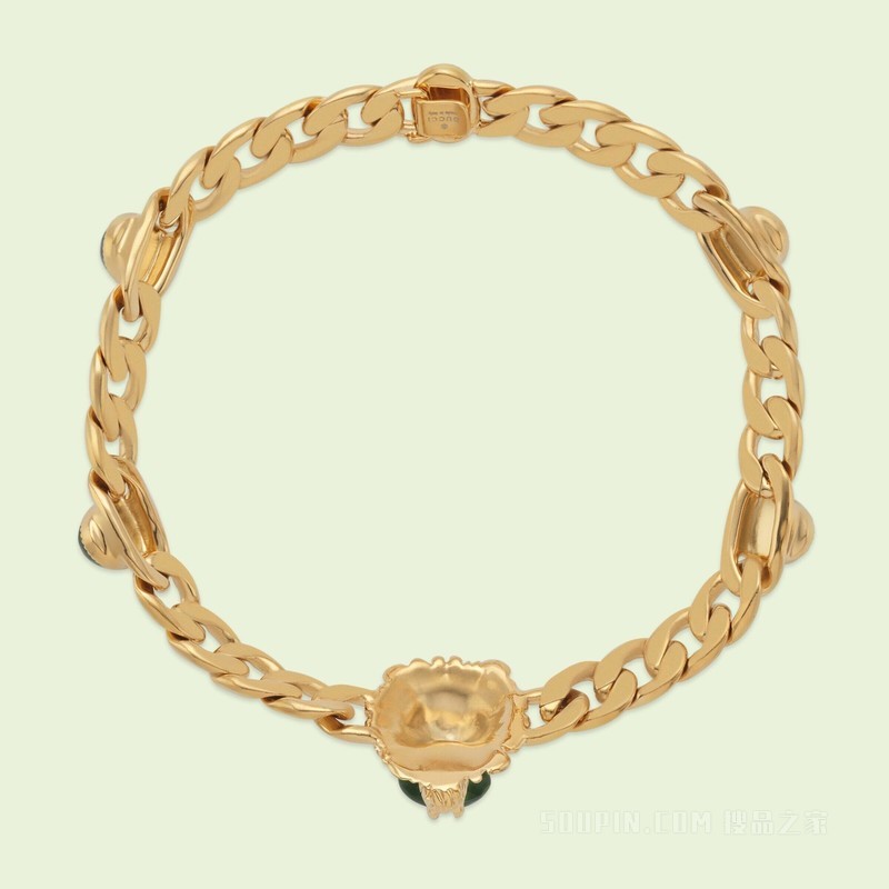 狮头链式颈圈 黄金色调金属