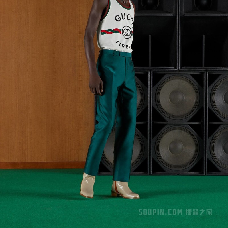 缎面正装西裤 深绿色