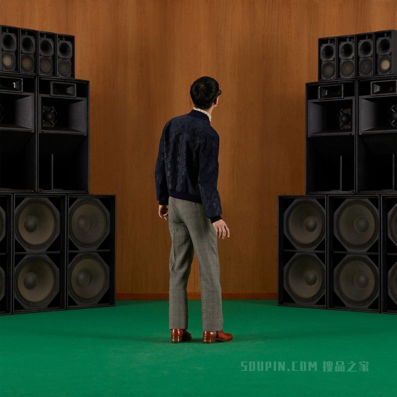 GG印花绒面材质飞行员夹克 蓝色