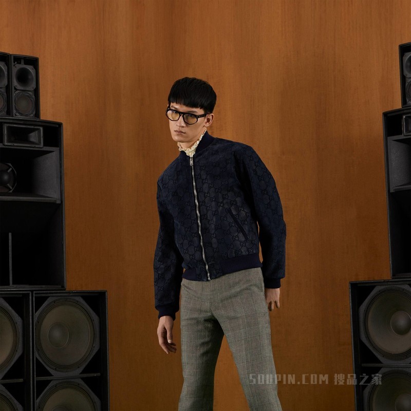 GG印花绒面材质飞行员夹克 蓝色