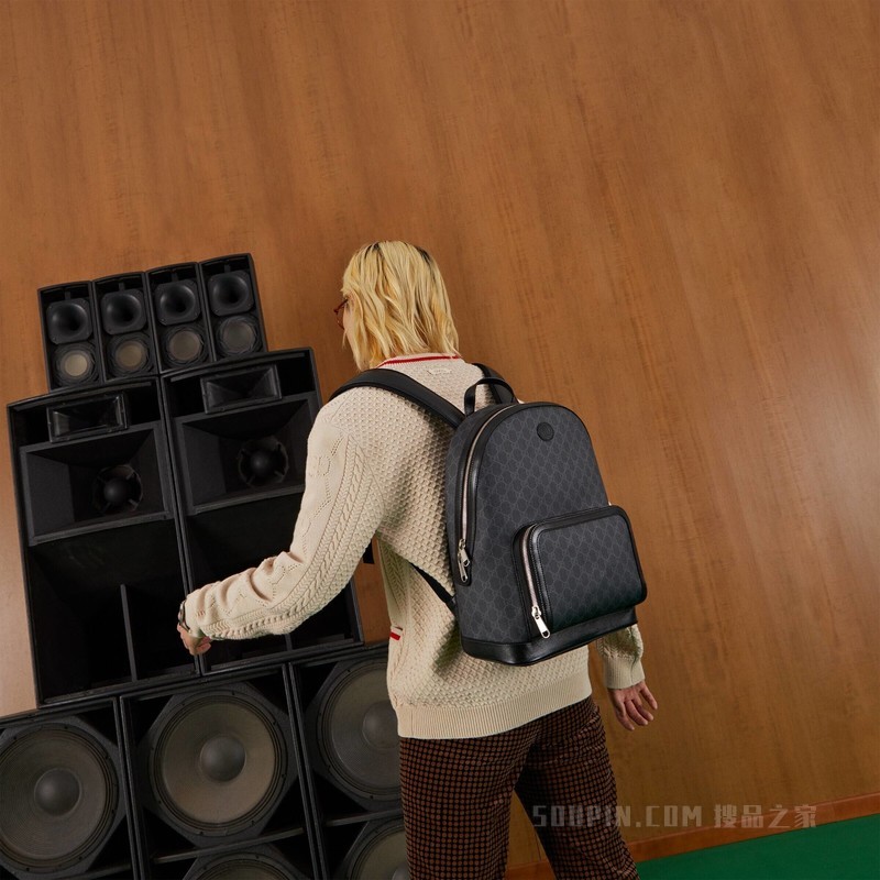 互扣式双G背包 黑色Supreme帆布