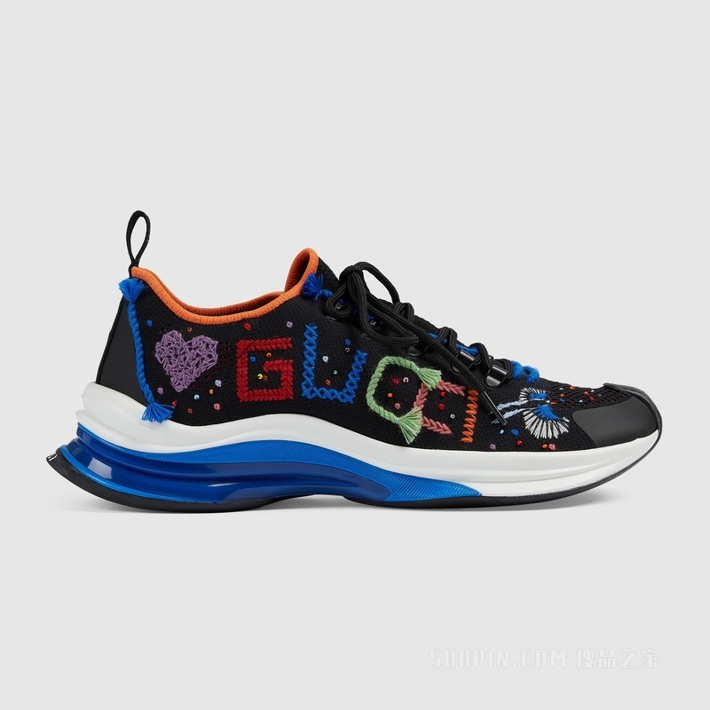 Gucci Lovelight系列Gucci Run运动鞋 黑色织物