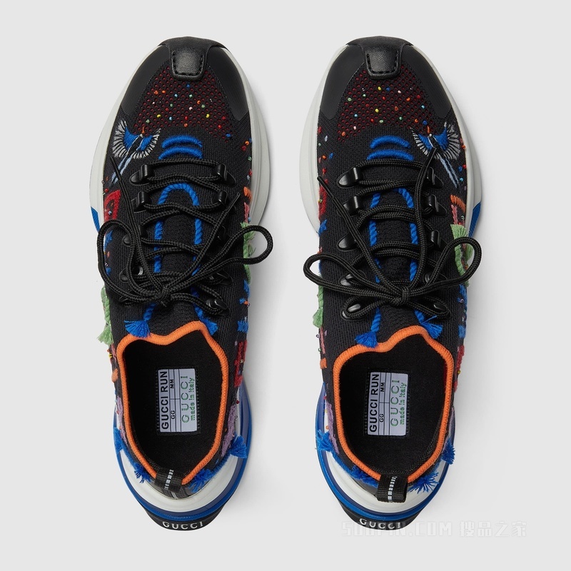 Gucci Lovelight系列Gucci Run运动鞋 黑色织物