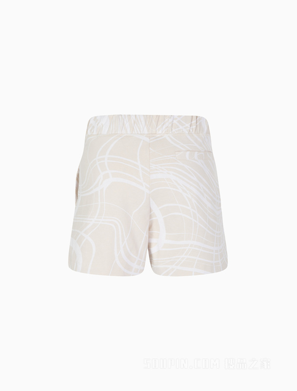 Calvin Klein 22早秋男女情侣中性时尚波纹印花纯棉针织短裤J400175
