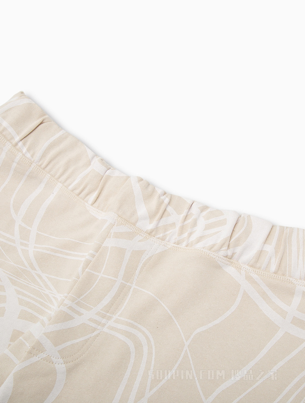 Calvin Klein 22早秋男女情侣中性时尚波纹印花纯棉针织短裤J400175