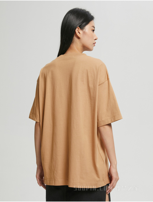 Calvin Klein 22早秋女士时尚男友风交叠LOGO纯棉透气短袖T恤J219948
