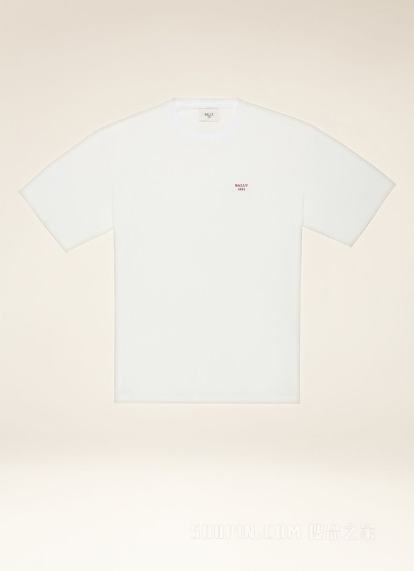 Bally 1851 T 恤 骨白色有机棉 T 恤