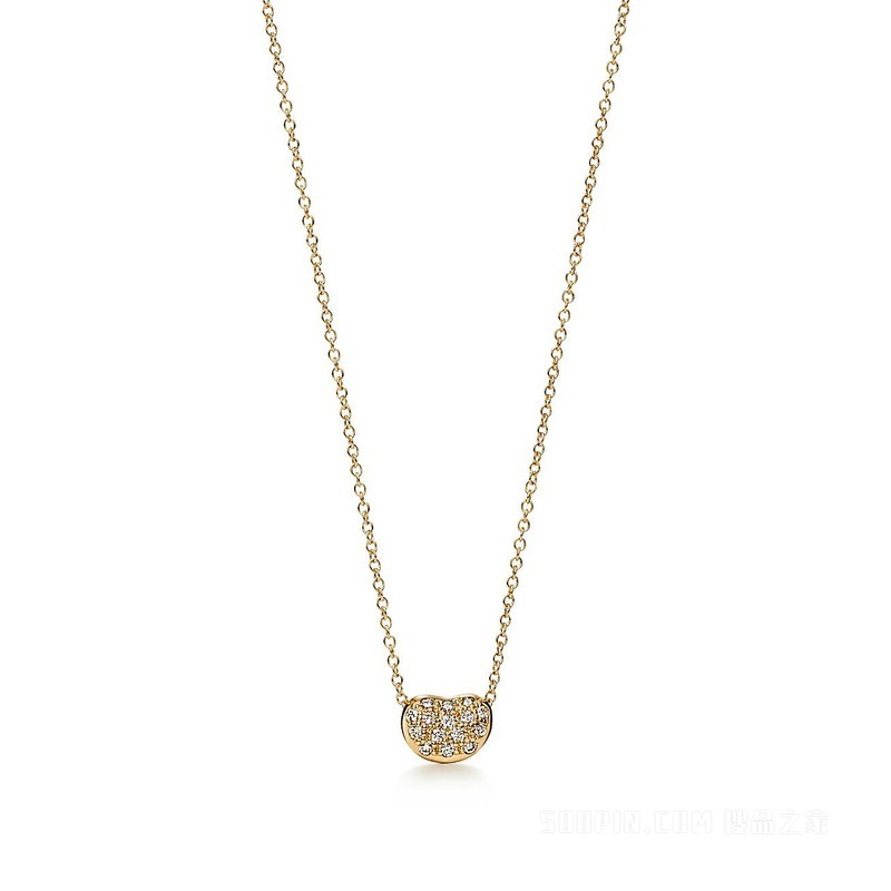 Elsa Peretti® Bean design 系列 18K 黄金铺镶钻石项链，6.5 毫米