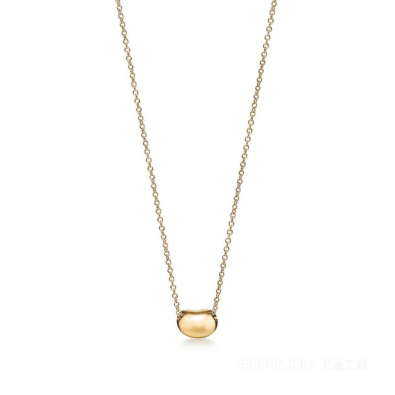 Elsa Peretti® Bean design 系列 18K 黄金铺镶钻石项链，6.5 毫米