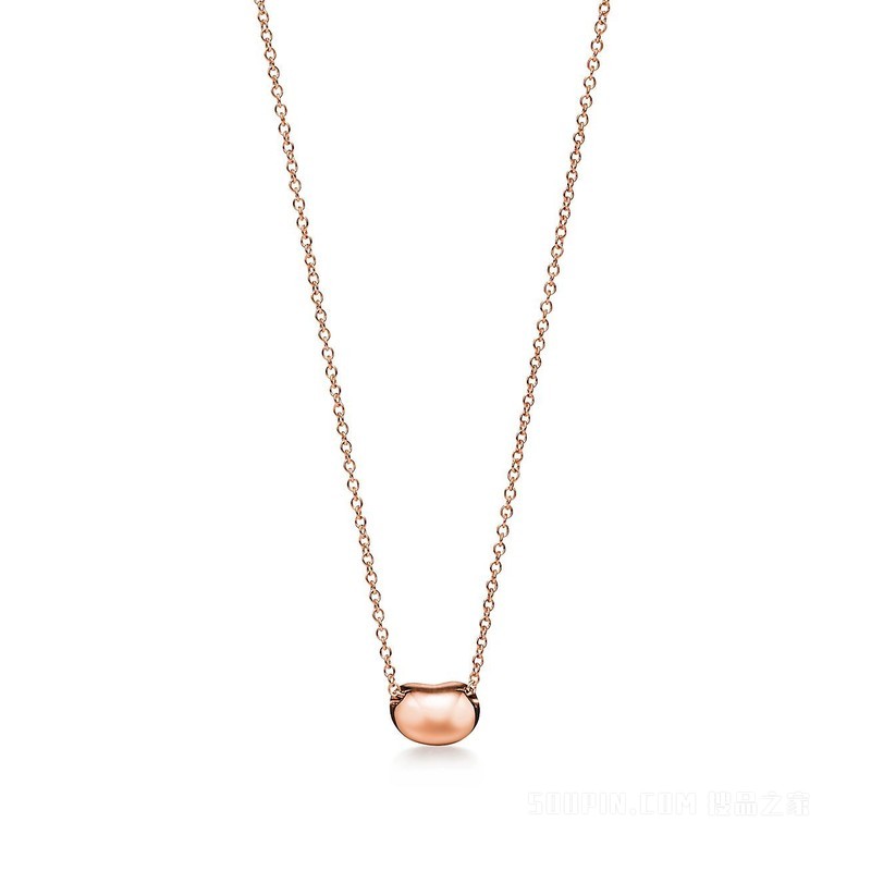 Elsa Peretti® Bean design 系列 18K 玫瑰金铺镶钻石项链，6.5 毫米