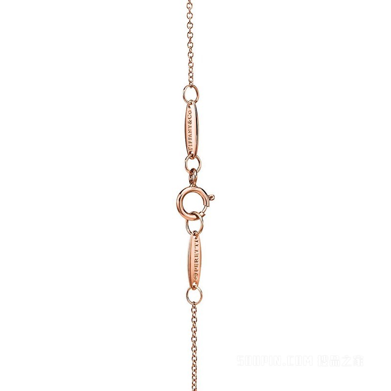 Elsa Peretti® Bean design 系列 18K 玫瑰金铺镶钻石项链，6.5 毫米