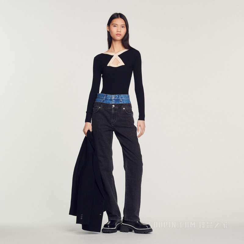 ALANNA 胸口镂空三角连体衣针织及卫衣
