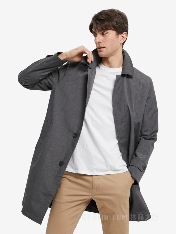 22新款春季男装商务通勤单粒扣中长款翻领风衣THC4072600