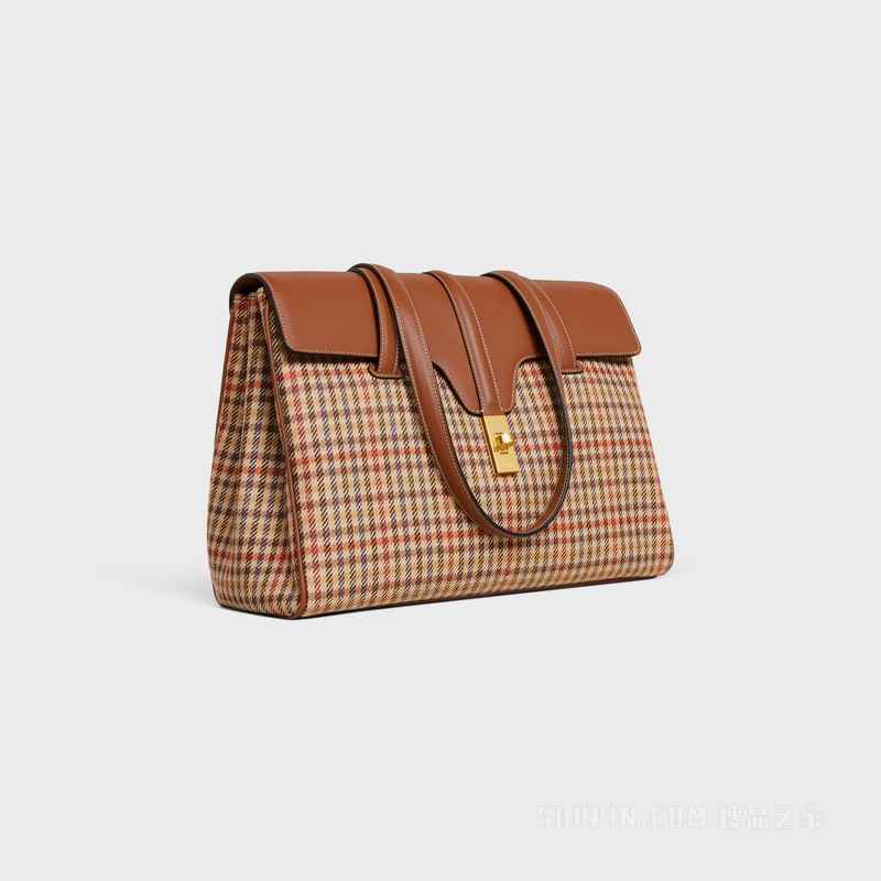 SOFT 16中号花呢和牛皮革手袋 24178