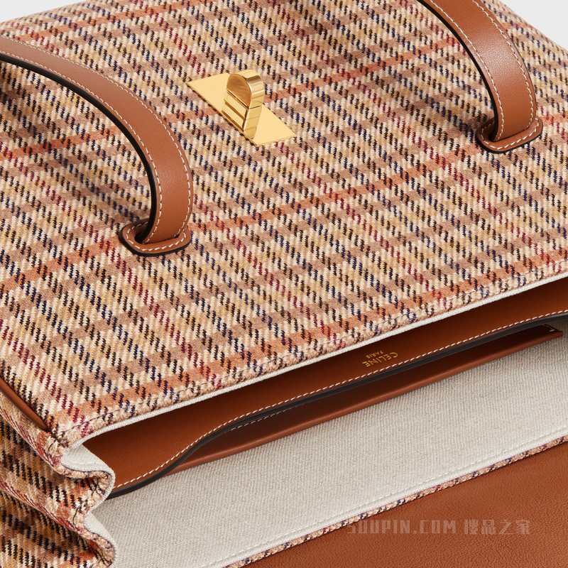 SOFT 16中号花呢和牛皮革手袋 24178