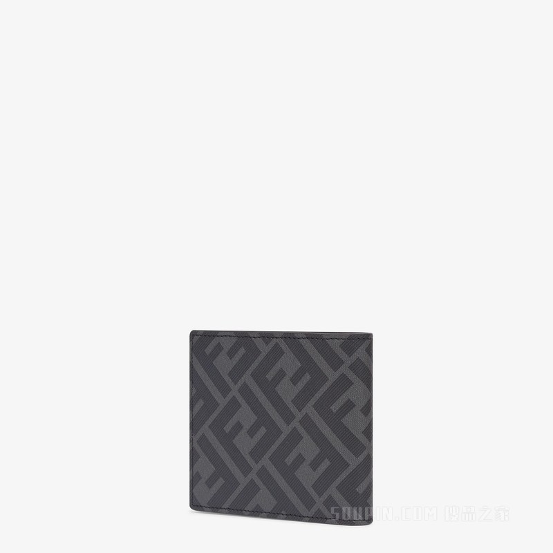 皮夹 灰色布料双折皮夹