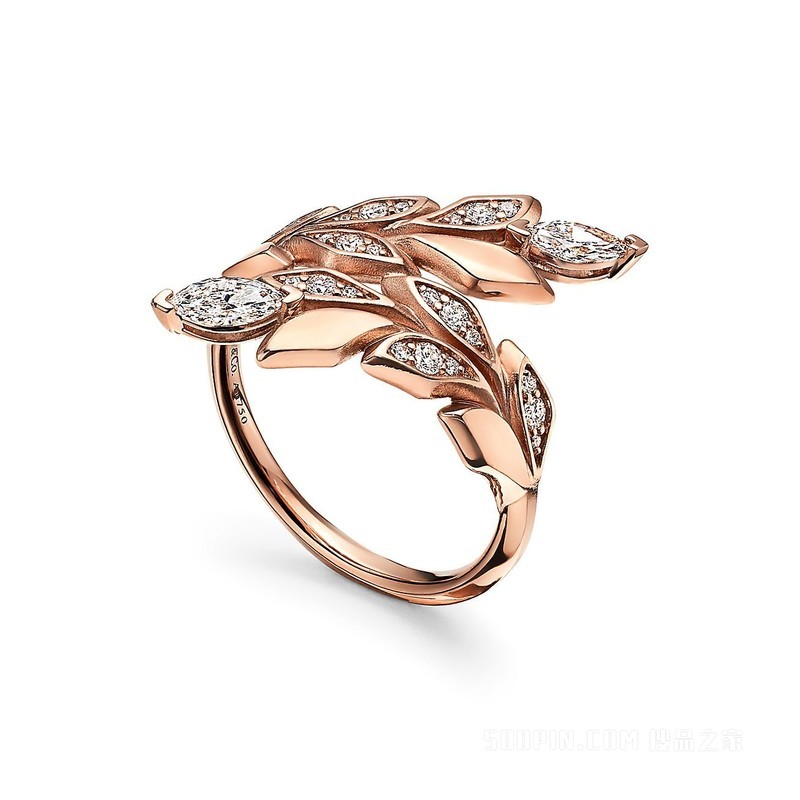 Tiffany Victoria™ 系列 18K 玫瑰金镶钻藤蔓环绕式戒指
