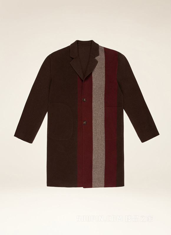 Bally Stripe 外套 乌木棕羊毛混纺外套