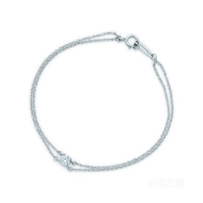 Tiffany Solitaire 铂金镶嵌单钻手链。