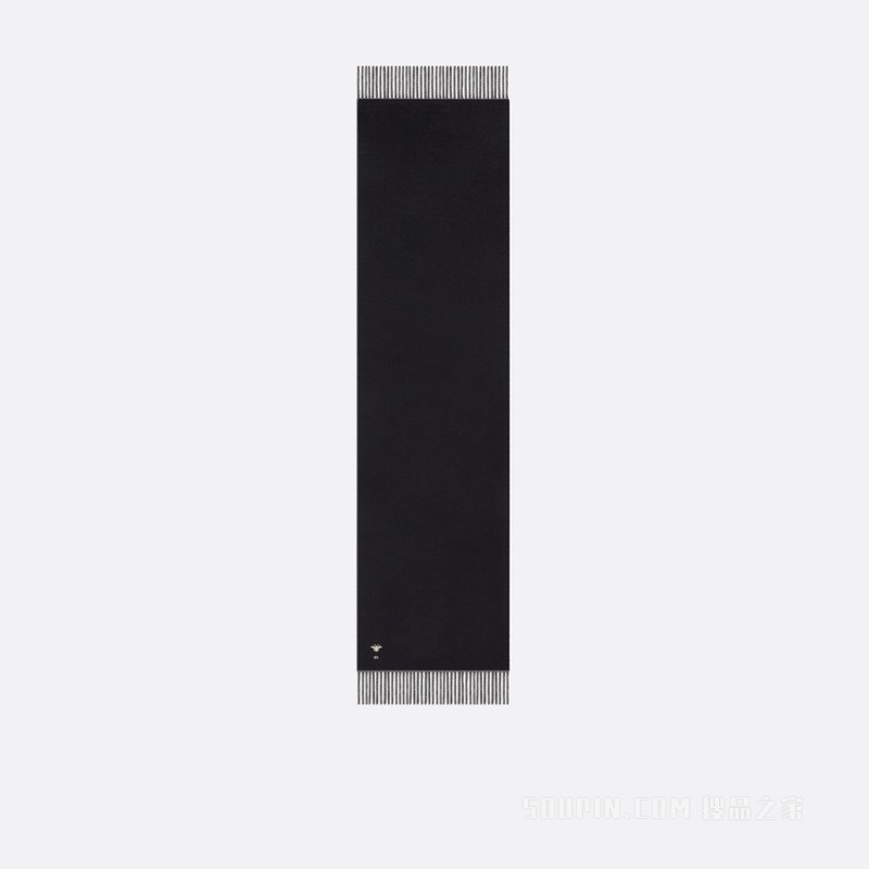 30 Montaigne 围巾 黑色和白色山羊绒面料