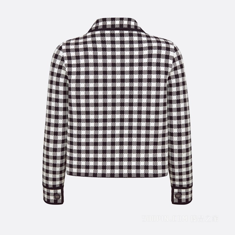 短款外套 针织科技面料黑色和白色 D-Little Vichy 图案