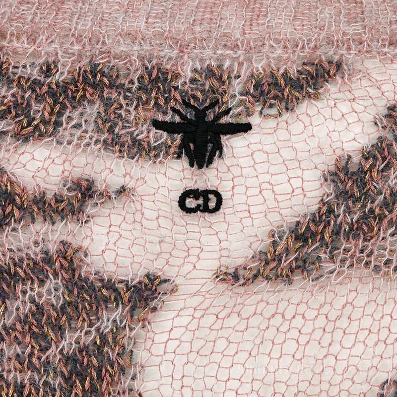针织衫 复古粉色山羊绒混纺针织科技面料 Dior Brocart 图案