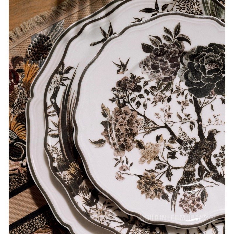 甜品碟 烟熏色 Jardin d'Hiver Large Night Bird 图案