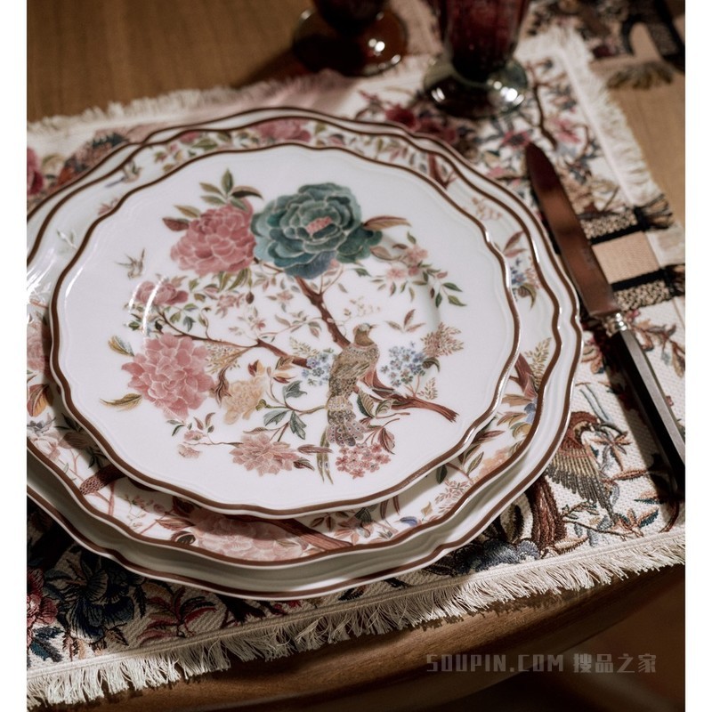 甜品碟 多色 Jardin d'Hiver Large Morning Bird 图案