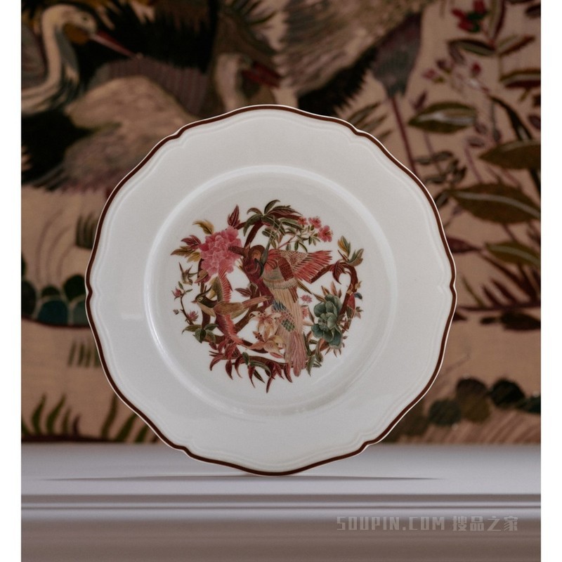 装饰盘 多色 Jardin d'Hiver Large Morning Bird 图案