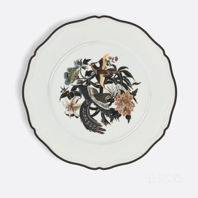 装饰盘 烟熏色 Jardin d'Hiver Large Night Bird 图案