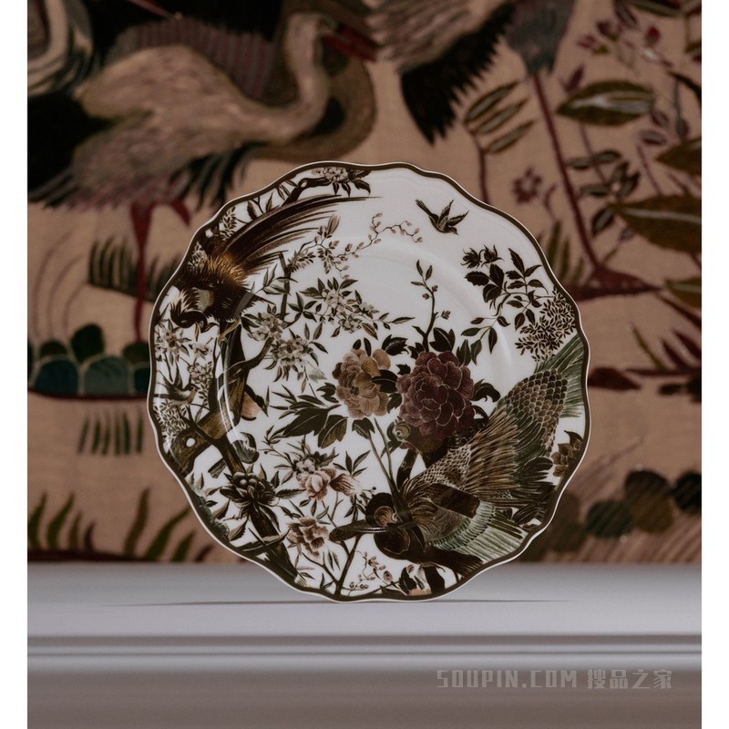 餐盘 烟熏色 Jardin d'Hiver Large Night Bird 图案