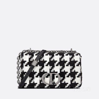 中号 Dior Caro 手袋 黑色和白色面料超大千鸟格纹图案
