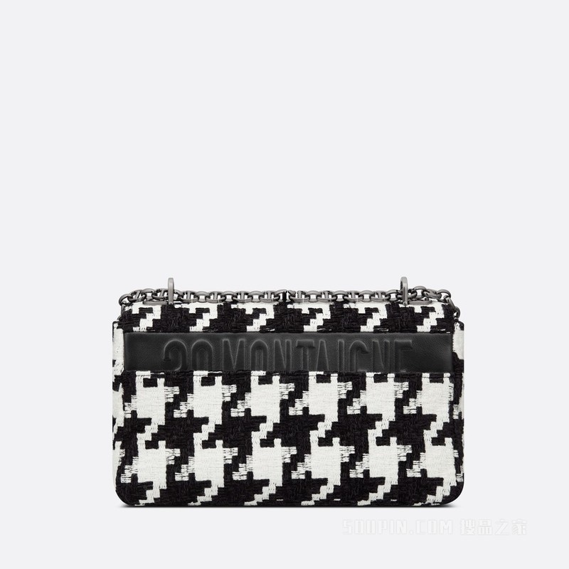 中号 Dior Caro 手袋 黑色和白色面料超大千鸟格纹图案