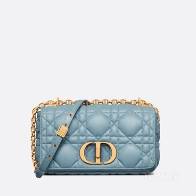 中号 Dior Caro 手袋 天际蓝牛皮革超大藤格纹