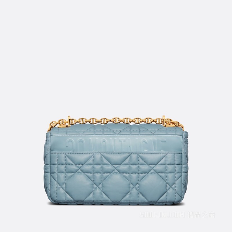 中号 Dior Caro 手袋 天际蓝牛皮革超大藤格纹
