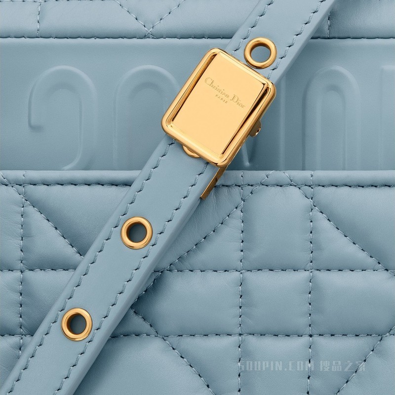 中号 Dior Caro 手袋 天际蓝牛皮革超大藤格纹