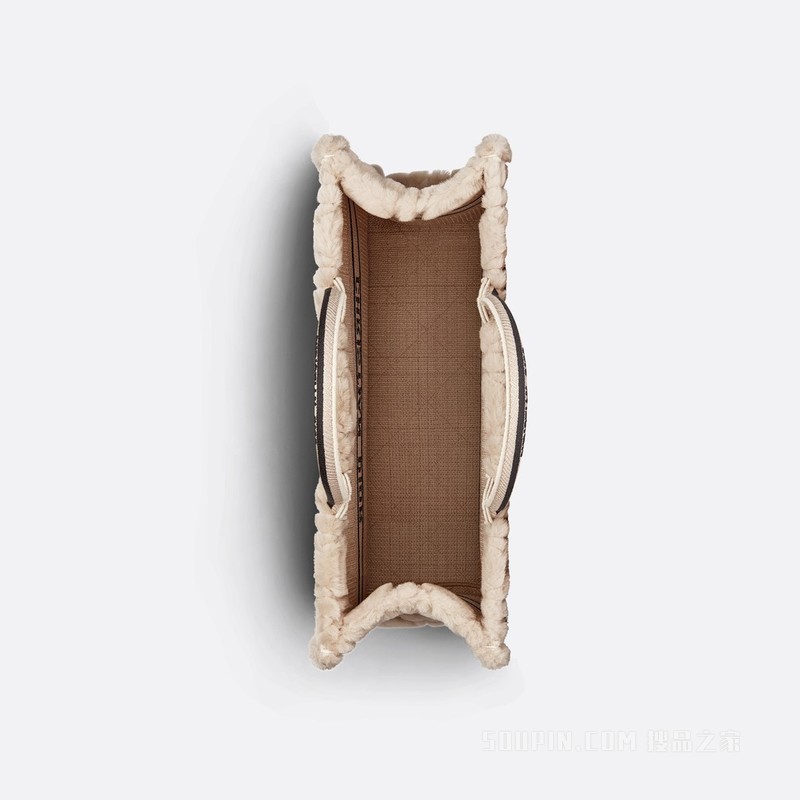 大号 Book Tote 手袋 米色皮毛一体藤格纹 (42 x 35 x 18.5 cm)