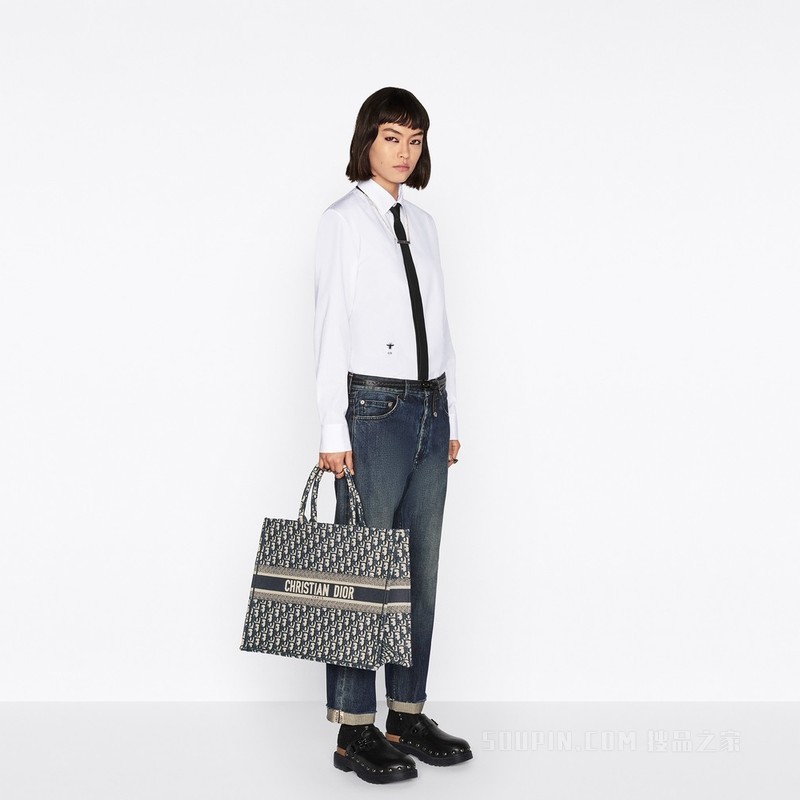 大号 Book Tote 手袋 米色皮毛一体藤格纹 (42 x 35 x 18.5 cm)