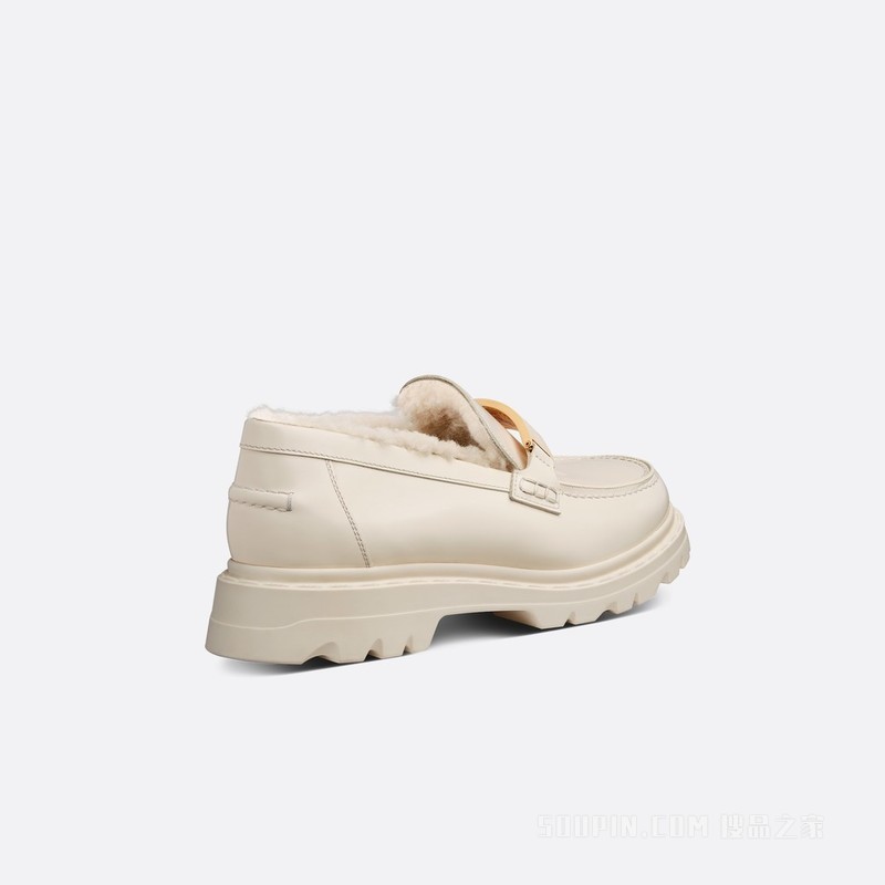 Dior Code 乐福鞋 白色磨砂牛皮革和皮毛一体