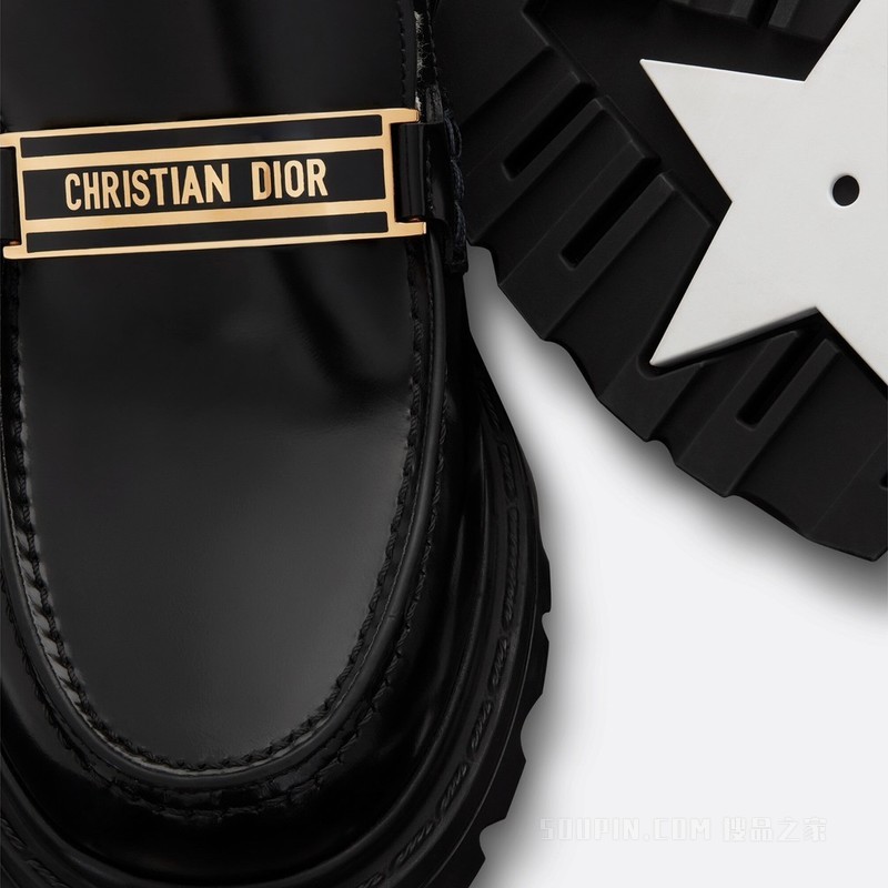 Dior Code 乐福鞋 黑色磨砂牛皮革和白色皮毛一体