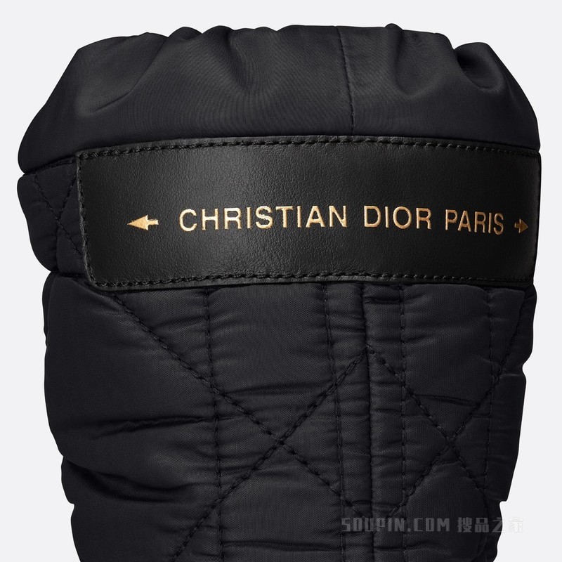 Dior Frost 及踝靴 黑色绗缝效果尼龙藤格纹图案和皮毛一体