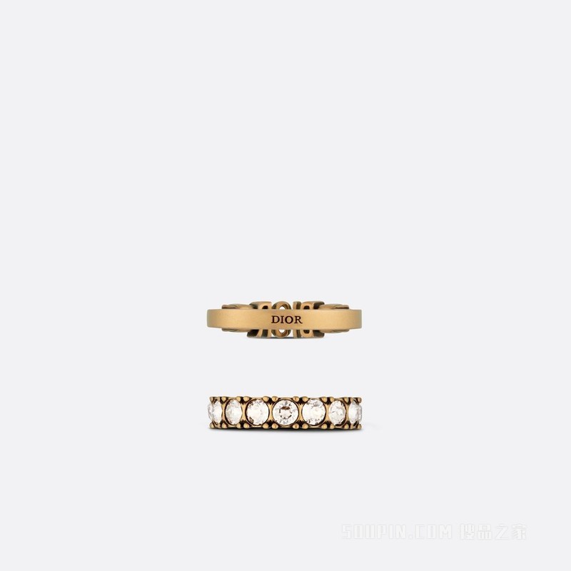 Dio(r)evolution 戒指套装 复古金色饰面金属和银色调仿水晶