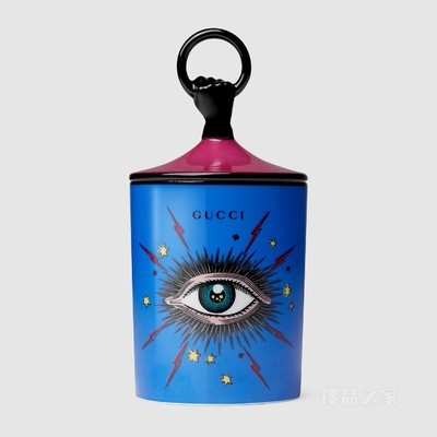 Fumus香型中号星眼印花烛台 蓝色瓷器