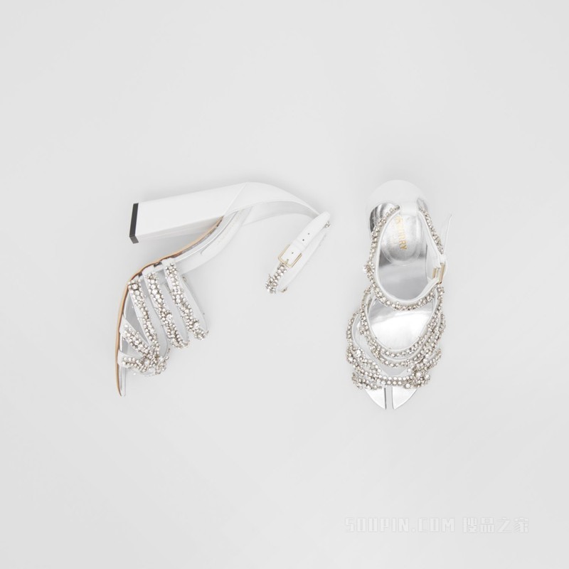 缀饰分趾细节皮革凉鞋 (光白色) - 女士