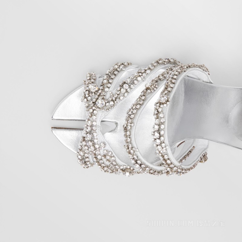 缀饰分趾细节皮革凉鞋 (光白色) - 女士