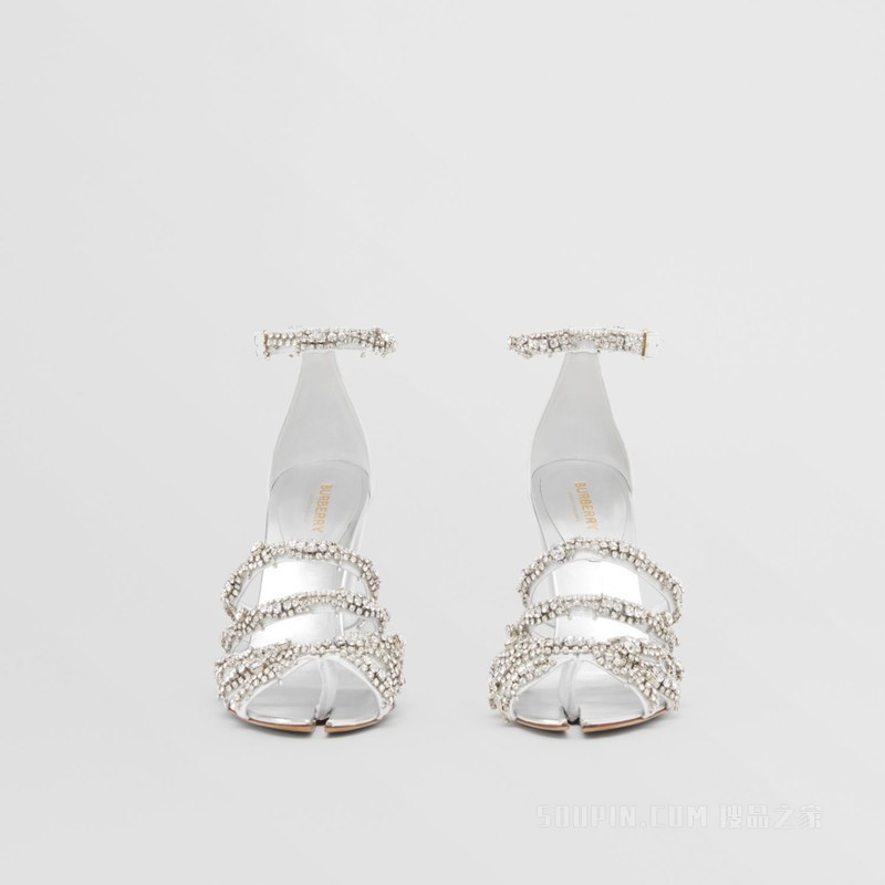 缀饰分趾细节皮革凉鞋 (光白色) - 女士