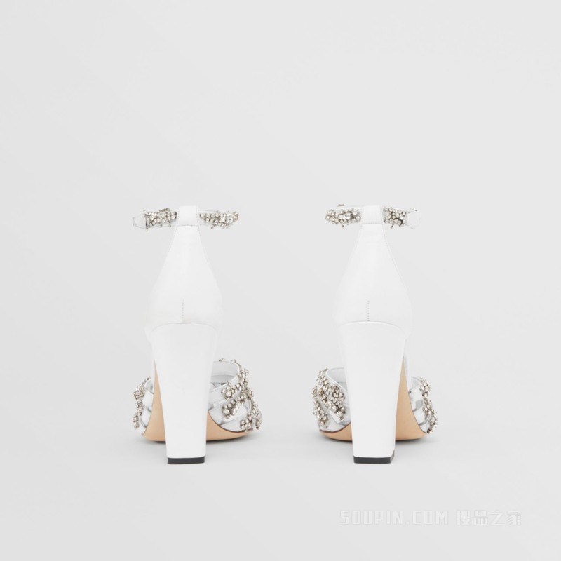 缀饰分趾细节皮革凉鞋 (光白色) - 女士